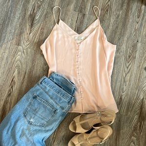 Loft Light Pink Button Up Tank Top